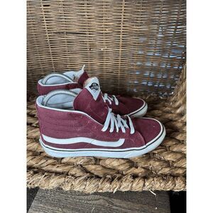 VANS Sk8-Hi Women's Burgundy White Suede Skateboarding Sneakers Shoes Size 8